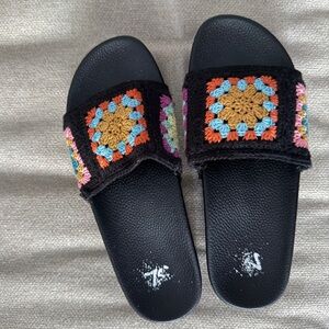Dirty Laundry black crochet platform sandals